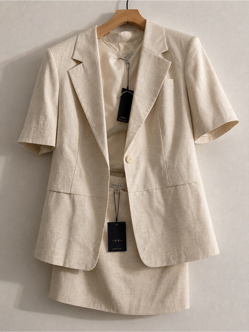 Habitual Linen Short Sleeve Blazer and Skirt Set